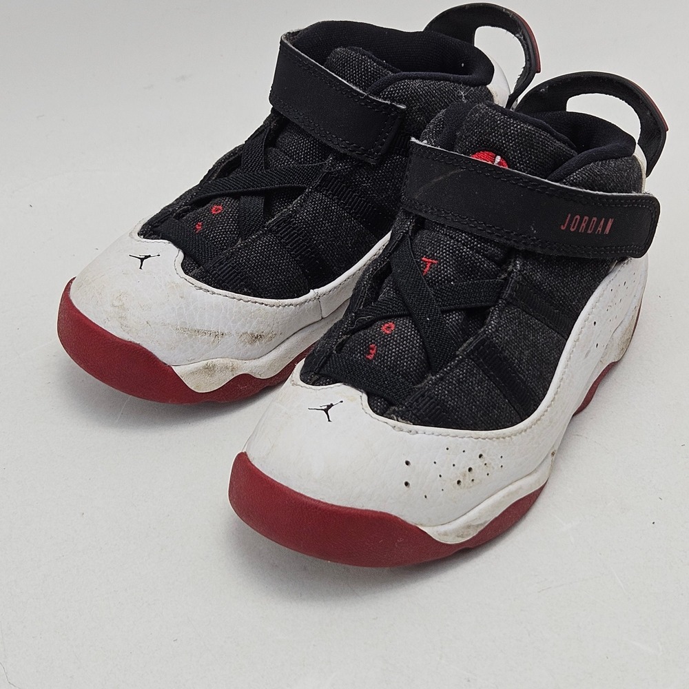 Jordan 6 Rings Black White Gym Red Toddler Sneakers 323420-012 Size 10C Boys